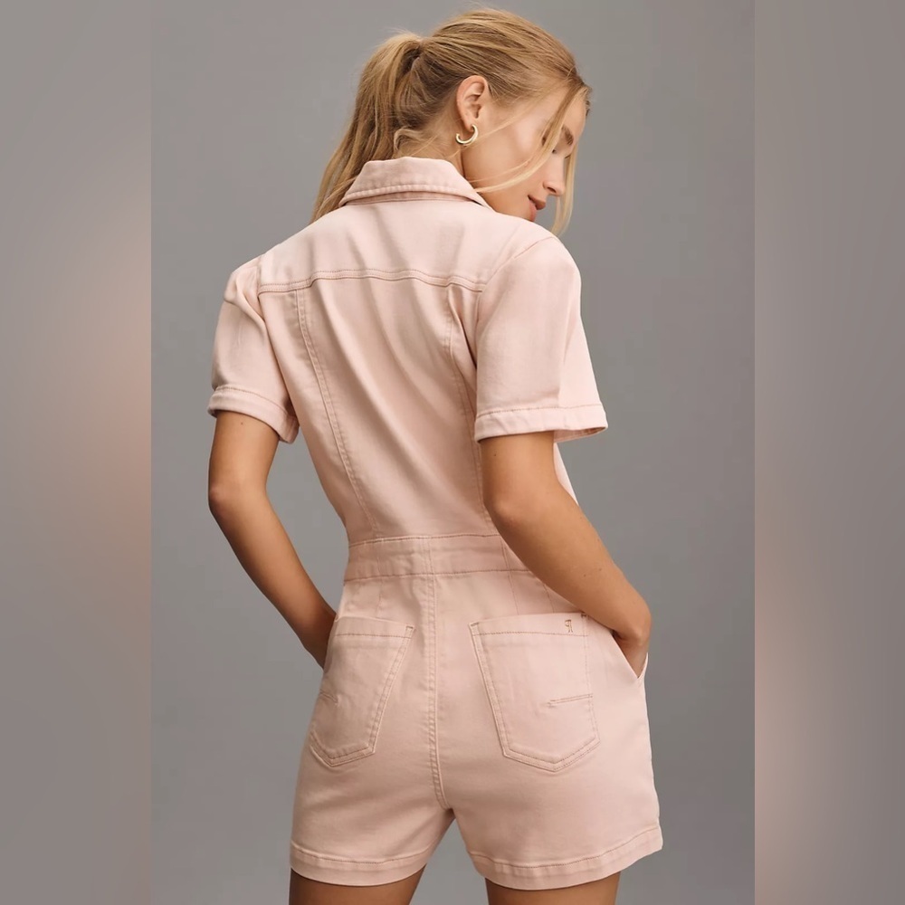 New with tags Anthropologie Kit Utility romper by Pilcro in pink - Picture 3 of 4
